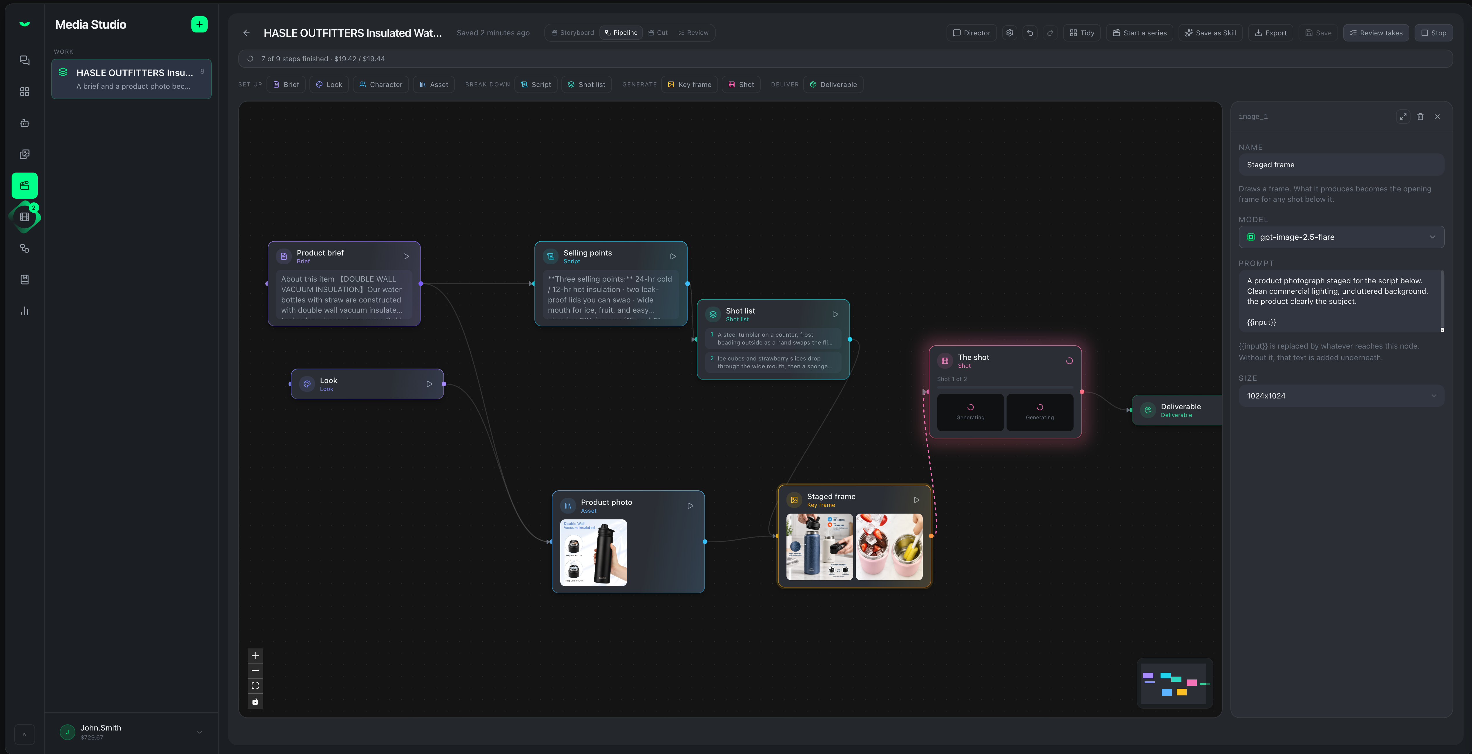 SoxAI Media Studio — generation jobs with status, model, resolution, and duration